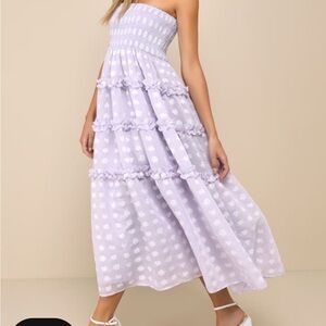 Lulu's Light Purple Strapless Tiered Dress
